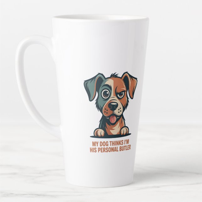 Taza De Café Latte Funny Dog Butler Quote Illustration (Izquierda)