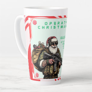 Taza De Café Latte Funny Military/Navidades Santa