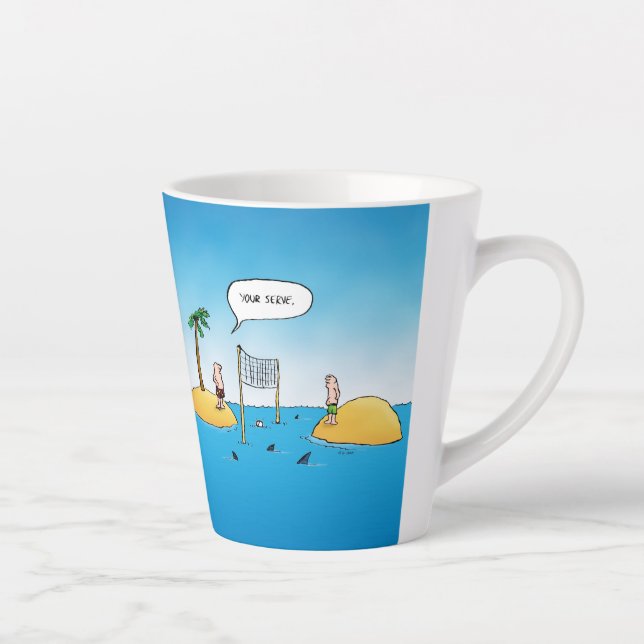 Taza De Café Latte Funny Personalizado de voleibol de tiburones (Derecha)