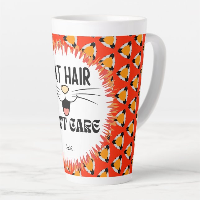 Taza De Café Latte Funny Red Naranja Black Cat Lover (Ángulo derecho)