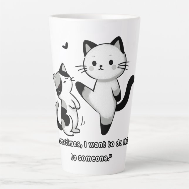 Taza De Café Latte Funny Siamese Cat Kick Illustration (Anverso)
