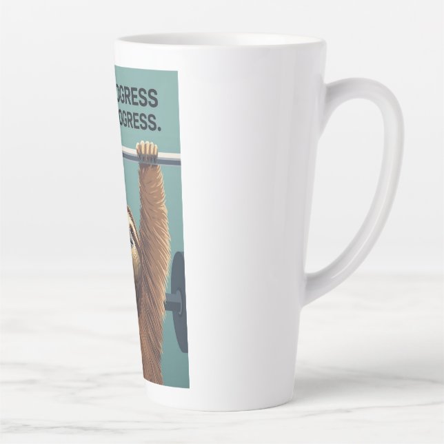Taza De Café Latte Funny Sloth Gym Motivation Poster - Slow Progress  (Derecha)