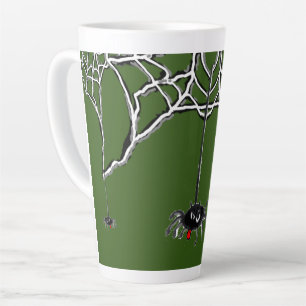 Taza De Café Latte Funny Spiders Personalizado Cust. Green Latte Mug