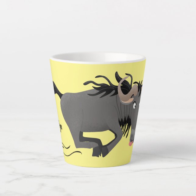 Taza De Café Latte Funny wildebeest running cartoon illustration (Anverso)