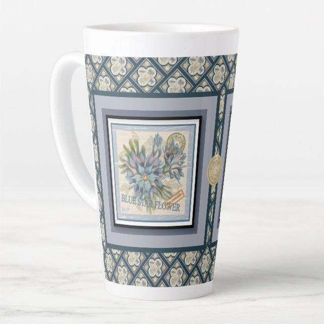 Taza De Café Latte G Creación Oficina Flor azul (Ángulo izquierdo)