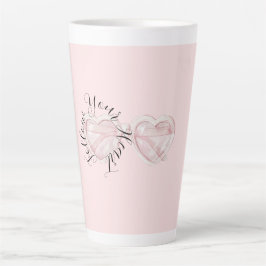 Taza De Café Latte Gafas de sol con corazones de rosa sonrojado cita