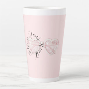 Taza De Café Latte Gafas de sol con corazones de rosa sonrojado cita