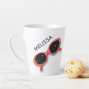 Taza De Café Latte Gafas de sol rojas retro PERSONALIZADAS