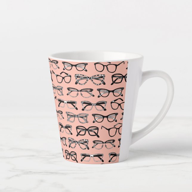 Taza De Café Latte Gafas rosadas pálidas, anteojos, anteojos (Derecha)