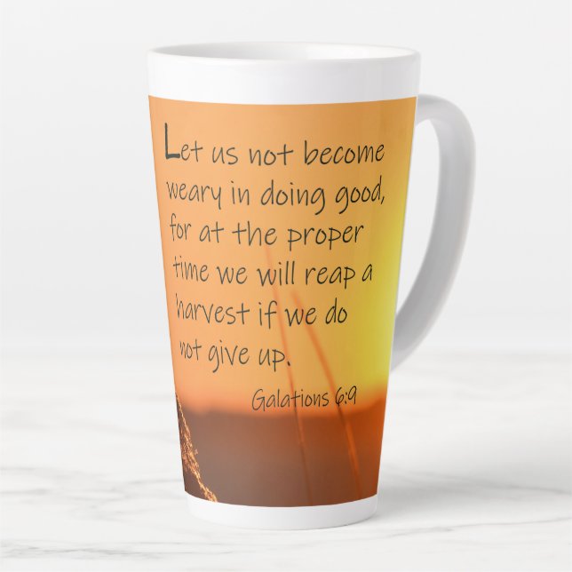 Taza De Café Latte Galatians 6:9 Latte Mug (Ángulo derecho)