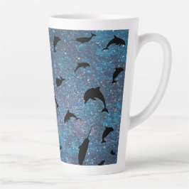 Taza De Café Latte Galaxia colorida gradiente de ballena de tiburón d