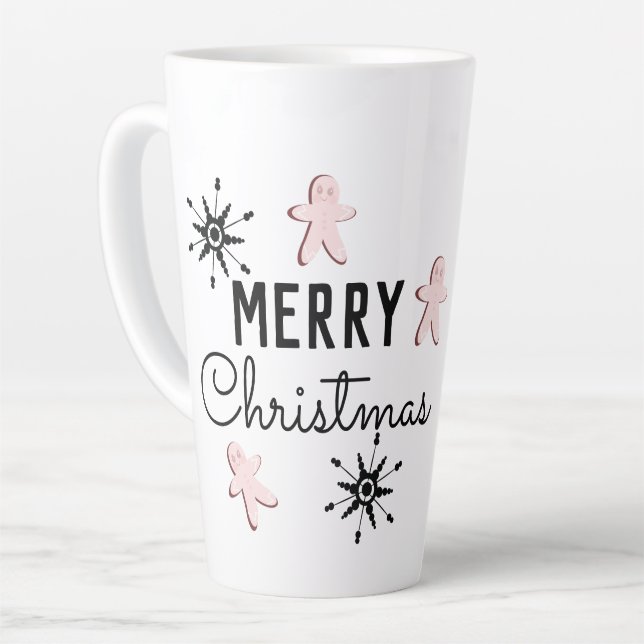 Taza De Café Latte Galleta de jengibre de Feliz Navidad (Ángulo izquierdo)
