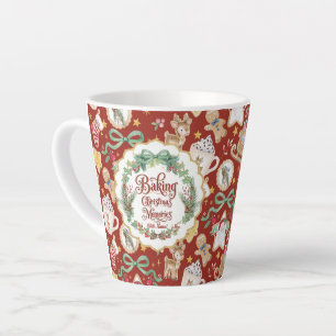 Taza De Café Latte Galletas de Navidad Retro Santa Horneando con Nana