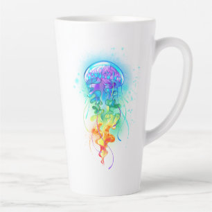 Taza De Café Latte Gallito arcoiris