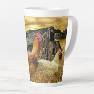Taza De Café Latte Gallo de cosecha de cosecha de cosecha de época