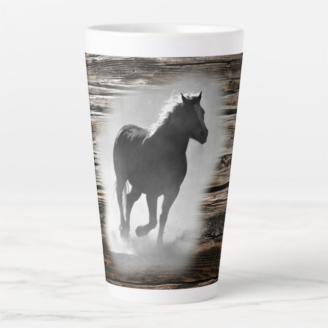Taza De Café Latte Gallopaje de caballos salvajes (Anverso)