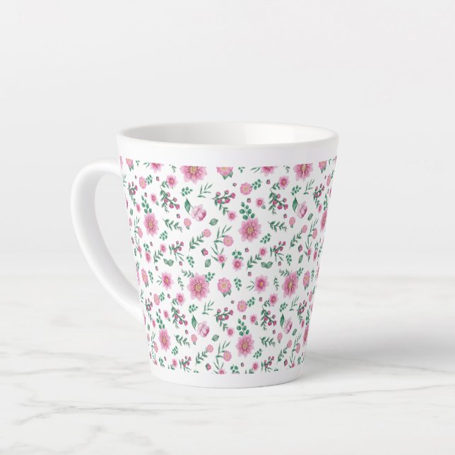 Taza De Café Latte Galore de rosas rosadas (Ángulo izquierdo)