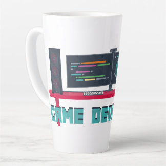 Taza De Café Latte Game Developer Latte Mug - Blue Letters