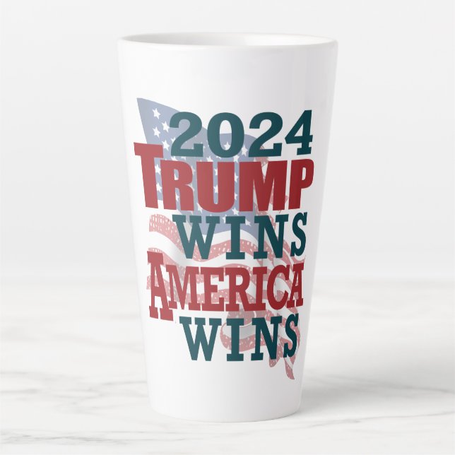 Taza De Café Latte Gana Trump 2024 - Estados Unidos gana (Anverso)