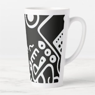 Taza De Café Latte Garabatos Formas Modernas Abstractas