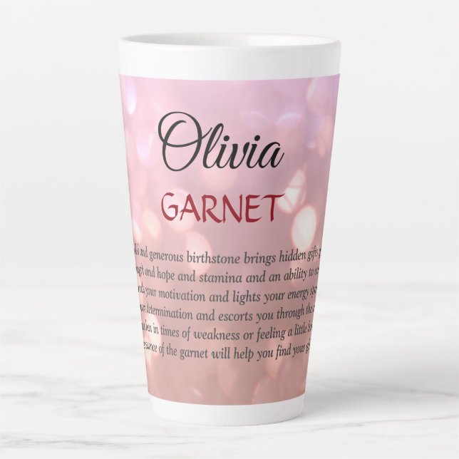Taza De Café Latte Garnet Birthstone  (Anverso)