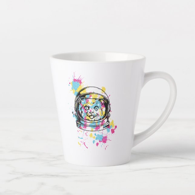 Taza De Café Latte Gata Astronauta (Derecha)