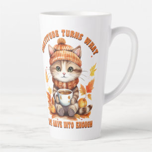 Taza De Café Latte Gatito Acogedor en Comodidad de Otoño