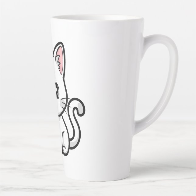 Taza De Café Latte Gatito Blanco Dulce (Derecha)