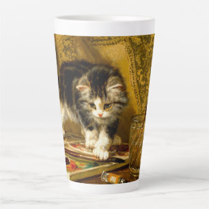 Taza De Café Latte Gatito con pintura y brochas