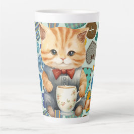 Taza De Café Latte Gatito de patchwork