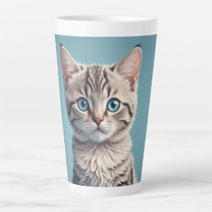 Taza De Café Latte Gatito gris atigrado lindo