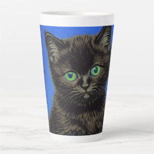 Taza De Café Latte Gatito Negro al Estilo de Van Gogh