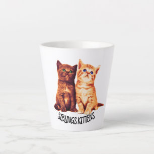 Taza De Café Latte Gatitos hermanos, dos gatos lindos