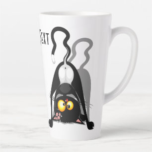 Taza De Café Latte Gato al Revés Personaje de Dibujos Divertido