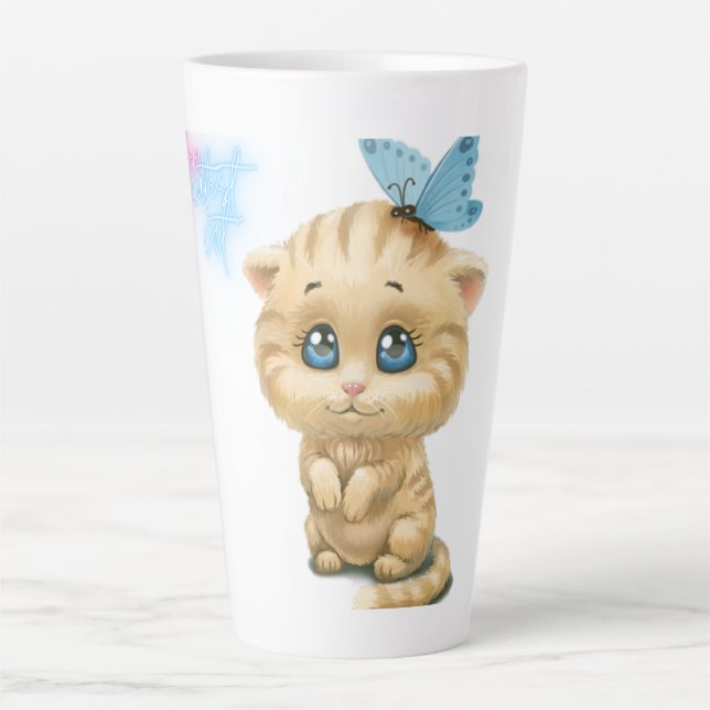Taza De Café Latte gato amigo (Anverso)