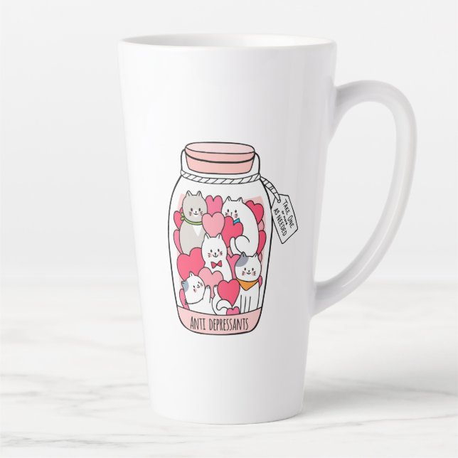 Taza De Café Latte Gato antidepresivo divertido regalo para el amante (Derecha)