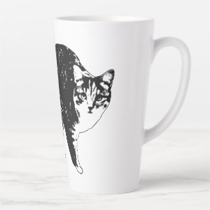 Taza De Café Latte Gato Atigrado Bajo Luces Navideñas