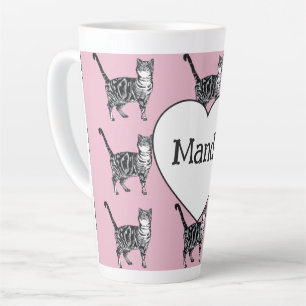 Taza De Café Latte Gato atigrado caprichoso gatos rosa claro chicas