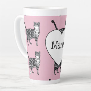 Taza De Café Latte Gato atigrado caprichoso gatos rosa claro chicas