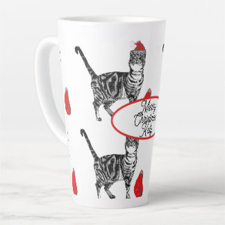 Taza De Café Latte Gato atigrado Navideño sombrero Santa Gatos Rojo B