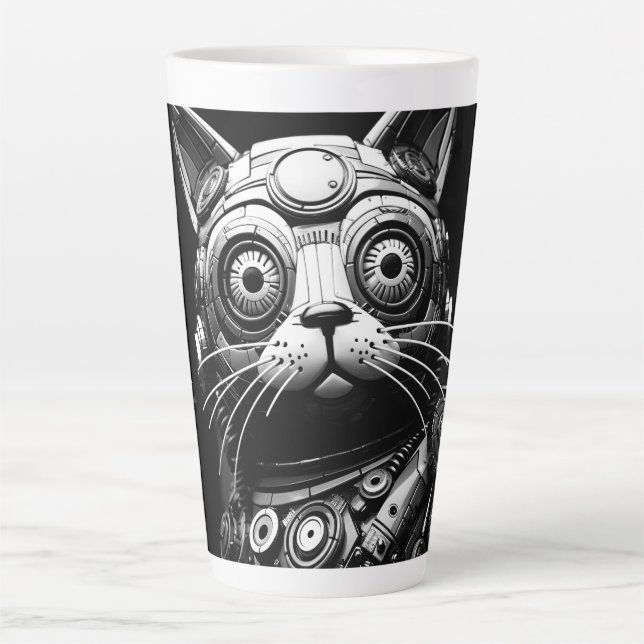 Taza De Café Latte Gato atómico #98 (Anverso)
