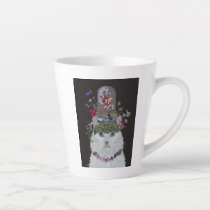 Taza De Café Latte Gato blanco con barra húmeda