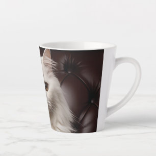 Taza De Café Latte Gato blanco majestuoso
