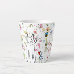 Taza De Café Latte Gato caprichoso y música de Bee Latte