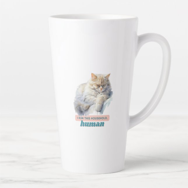 Taza De Café Latte Gato Cheeky "Yo dirijo esta casa, humano" (Derecha)