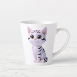 Taza De Café Latte Gato Chibi Tabby Blanco