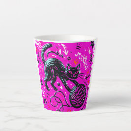 Taza De Café Latte gato con una pelota