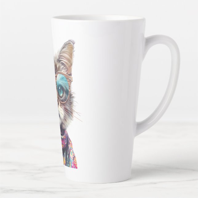 Taza De Café Latte  Gato Cool con Lentes  (Derecha)