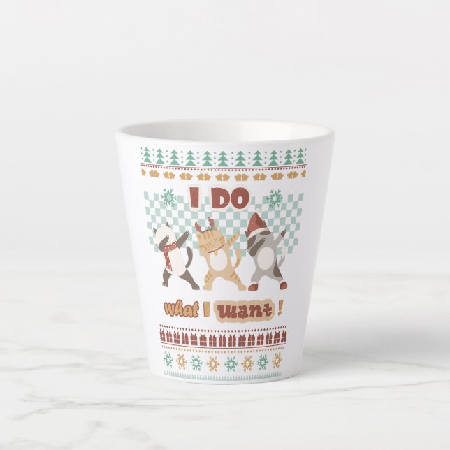 Taza De Café Latte Gato Dabbing gracioso - Hago lo que quiero (Anverso)