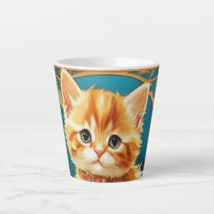 Taza De Café Latte Gato de Alphonse Mucha Art Nouveau